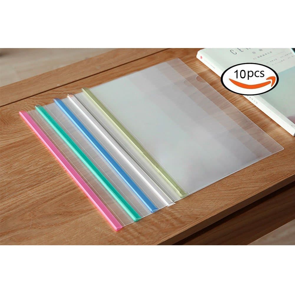 Report Covers Transparent File Folder Sliding Bar Presentation Slide Binder Files, 5 Color 10 Pieces