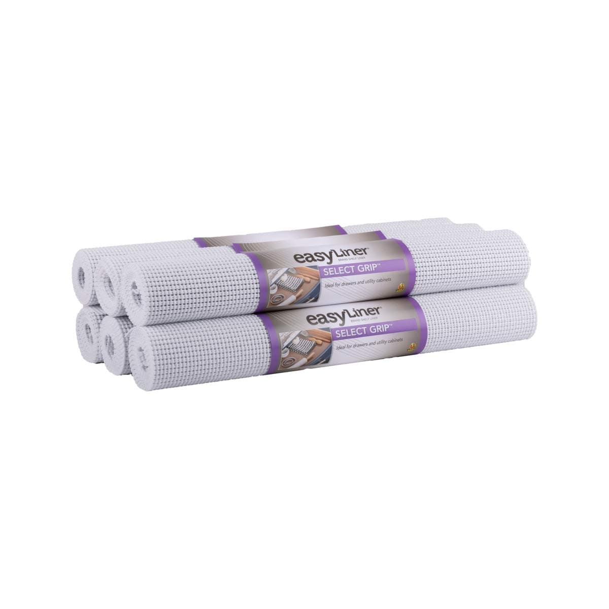 EasyLiner Select Grip Shelf Liner - Easy to Install & Cut to Fit - Non Slip, Non Adhesive, Drawer Shelf & Cabinet Liner for Kitchen, Bathroom, Pantry Cupboards - 20in. x 6ft. - White - 6 Rolls