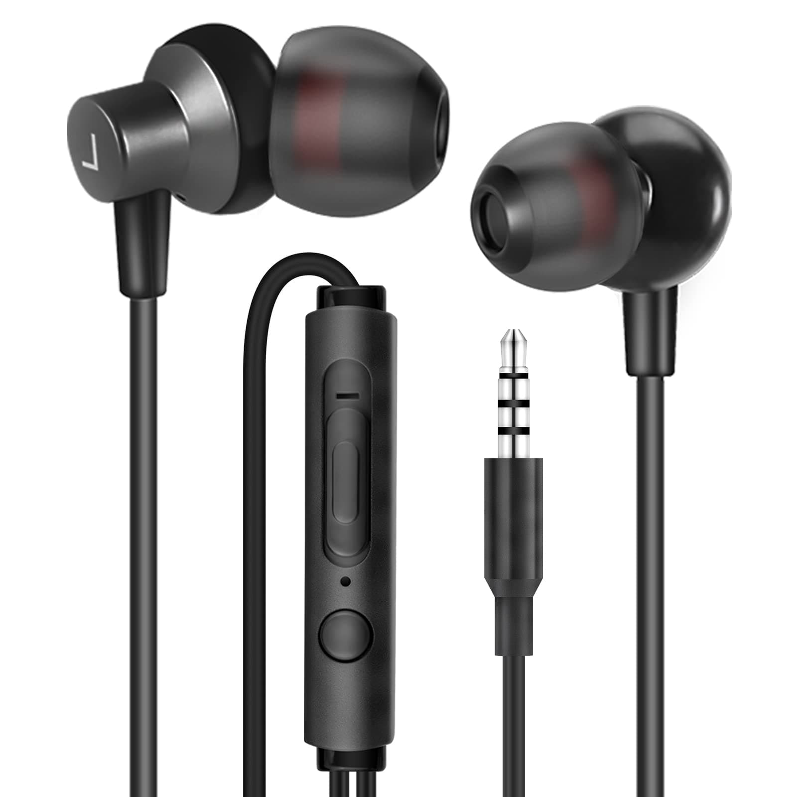 MAS CARNEY WI7 Wired Headphones with Microphone - Earbuds Universal Compatibility with All 3.5mm Devices- Earphones with Mic Compatible with Samsung