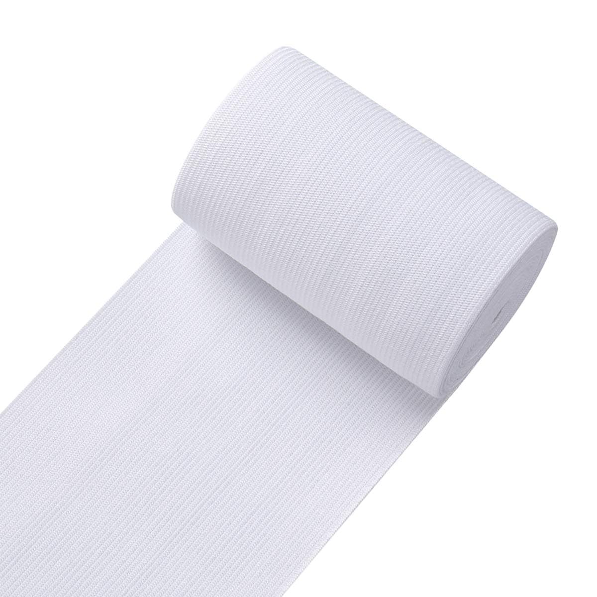 Knit Elastic Bands for Sewing White Heavy Stretch High Elasticity Flat Elastic Cord 4 Inch Wide Braided Elastic Spool 3 Yard