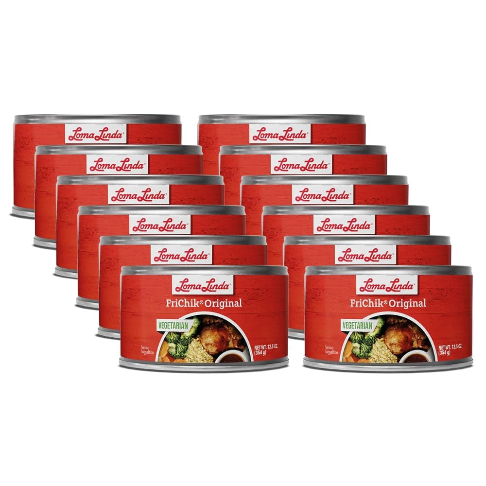 Vegetarian Chicken Plant Based Alternative - Loma Linda Frichik Original Meatless Protein, High Protein Meat Substitute, Chicken Replacement, Non-GMO, Versatile Cooking Ingredient, 12.5 oz Cans (Pack of 12)