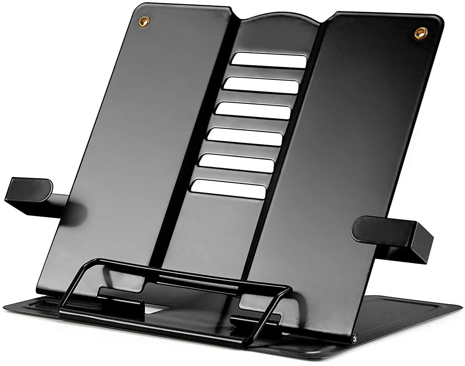 Zyomatiq Book Stand Holder/Book Holder/Book Organizer - Portable Metal Desktop Adjustable Foldable Cookbook Holder,Recipe Book Holder,Textbook Stand,Music Stand & Holders for Reading (Pack of 1)