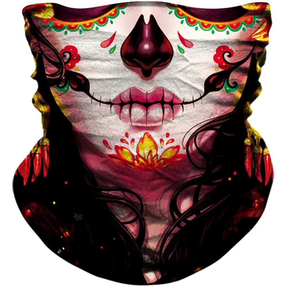 YOSUNPING Seamless Skull Skeleton Bone Neck Gaiter Neck Warmer Half Face Mask Bandana Tube Headband for Riding Cycling Bike Motorbike Motorcycle Hunting Hiking Fishing Camping #33