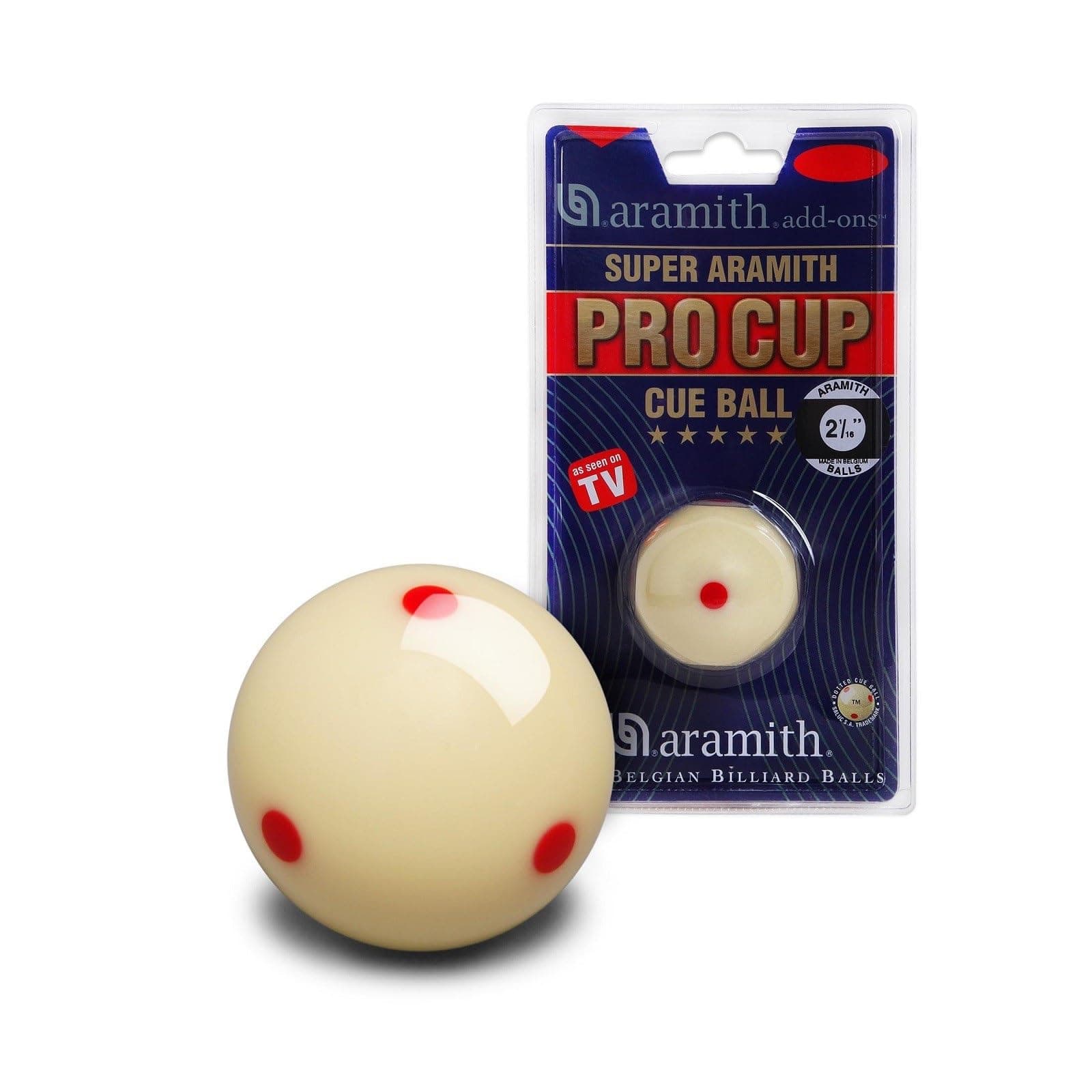 Aramith Super Pro-Cup Snooker Cue Ball 2 1/16" - 52.4 mm - 6 Red Dots in a Blister