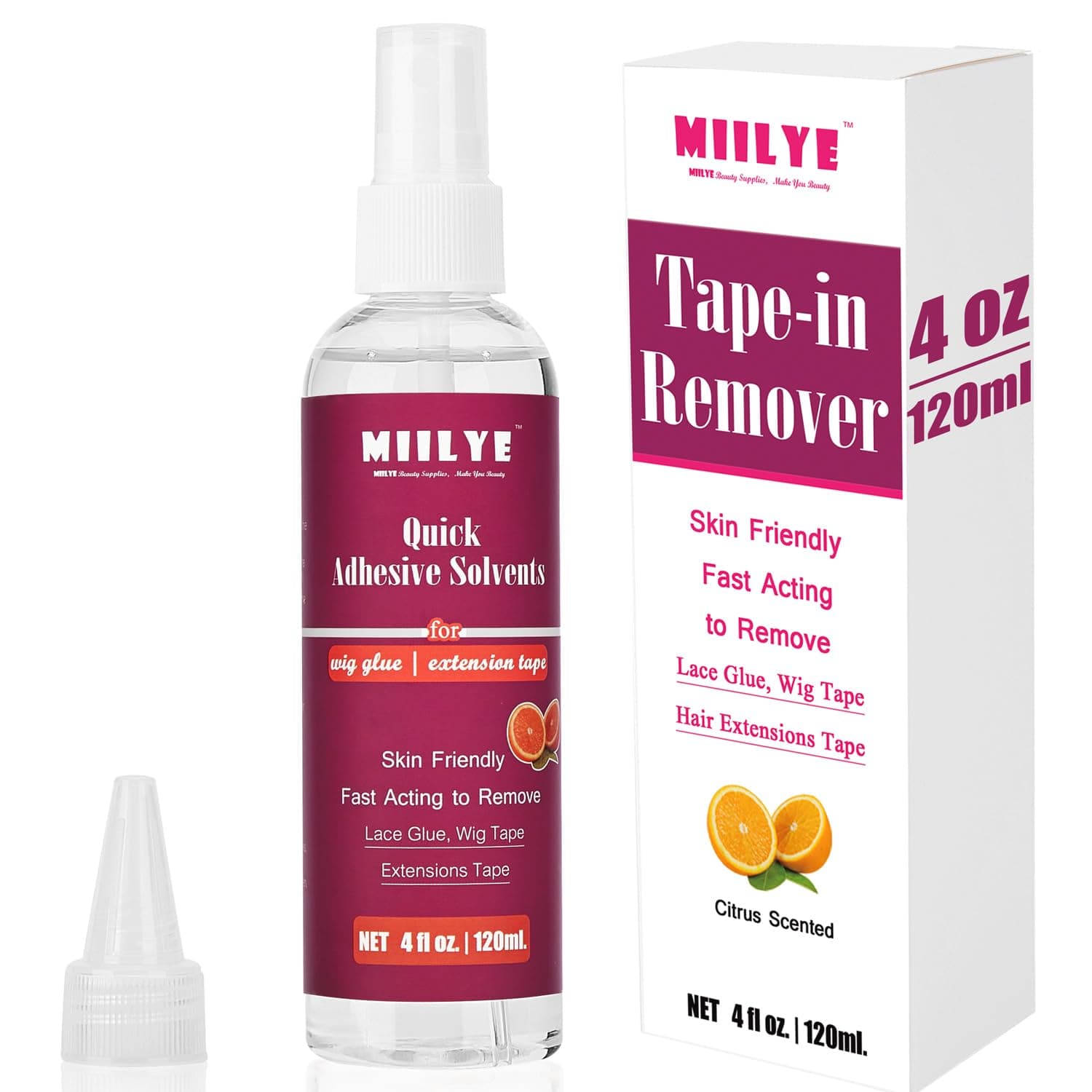 Miilye Tape In Extension Remover Spray 4Oz/120Ml, Lace Wig Glue Fast Removes Double Sided Hair Extensions & Residue| Gentle On Skin| No Greasy| Easy To Clean