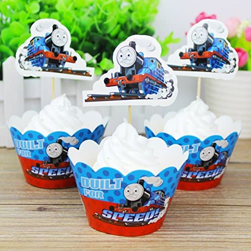 12 Thomas Cupcake Wrappers & 12 Matching Cupcake Toppers