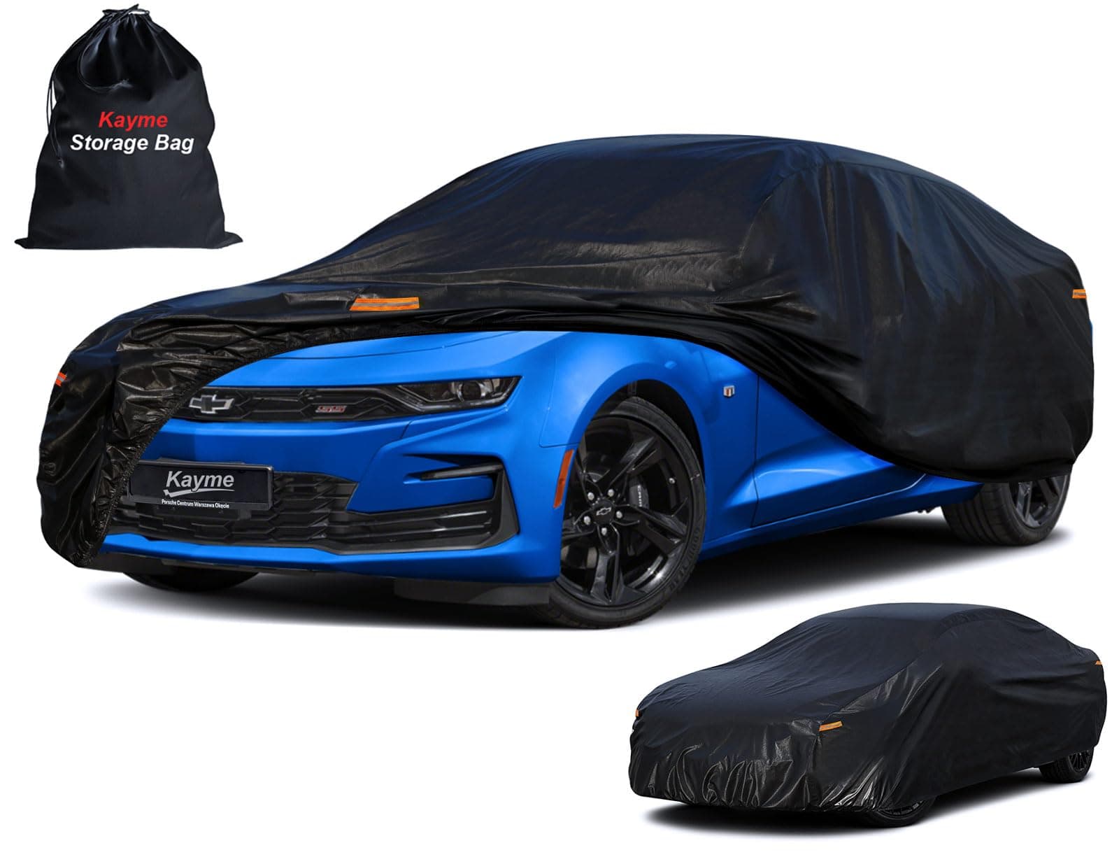 Kayme 7 Layers Car Cover Custom Fit for Chevrolet Chevy Camaro (2010-2025) Waterproof All Weather for Automobiles, Outdoor Full Cover Rain Sun UV Protection.Black