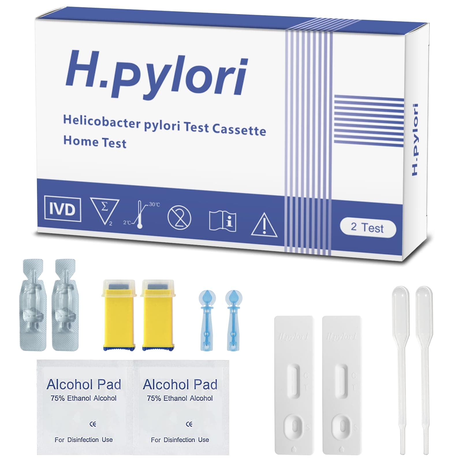 H Pylori Test Kit, Helicobacter Pylori Test Kit - Fast and Accurate, Self-Test at Home, Results in 10-15 Minutes, No Lab Visit Required