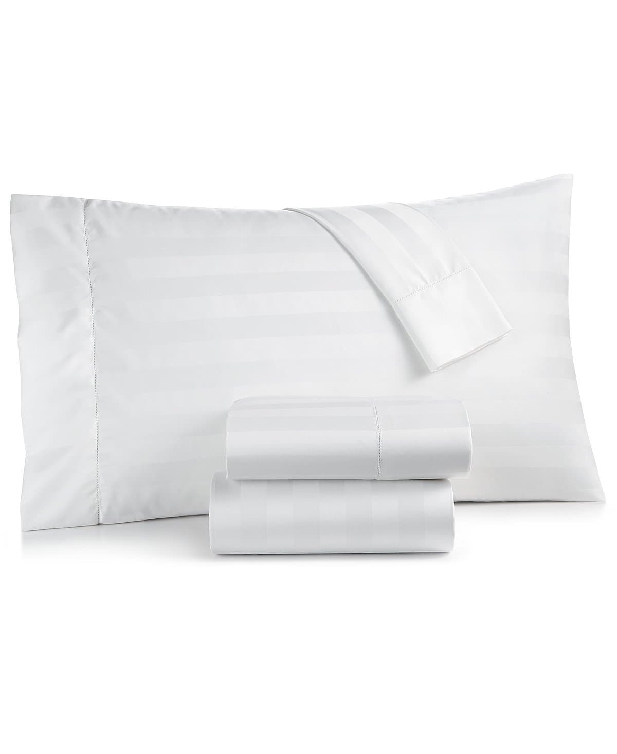 Charter Club Damask Stripe King 4-Pc Sheet Set, 550 Thread Count Pure Supima Cotton (White)
