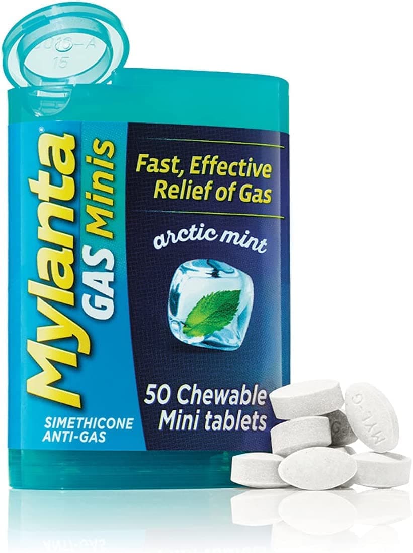 MylantaGas Mini Chewable Tabs, Arctic Mint, 50 Mini Tablets Per Bottle (6 Pack)