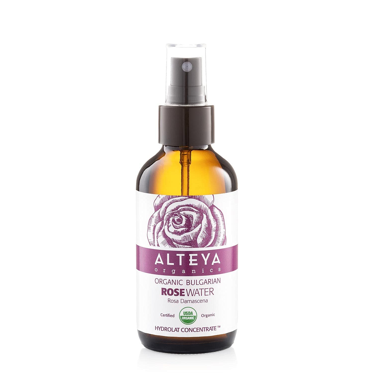 Rose Water Spray 120ml Glass bottle- 100% USDA Certified Authentic Pure Natural Rosa Damascena Flower Water Steam-Distilled and Sold Directly by the Rose Grower