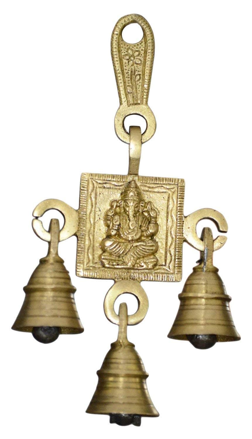 Ganesha Bells Brass Hanging Hindu God Bell Brass Statue,