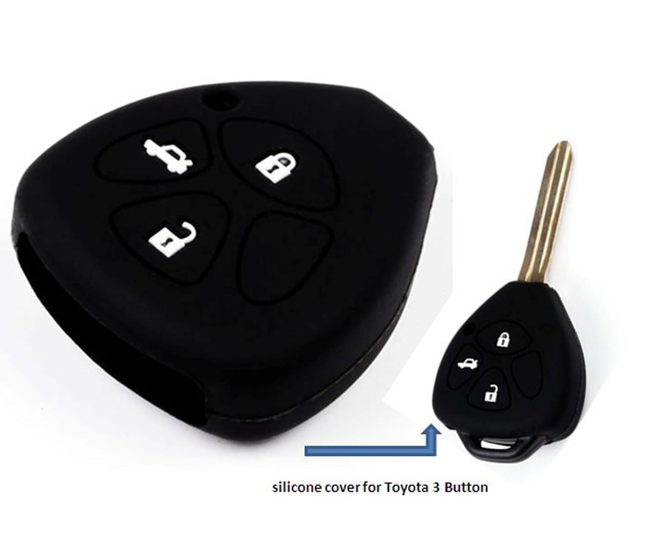 New Flip Key Remote Fob CASE COVER SHELL Black For TOYOTA Remote Key Case 3 Button (Empty Silicone Cover Only, No key, no Chips)