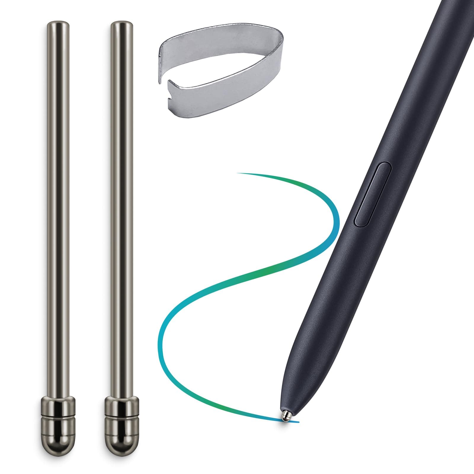 sciuU [2 Pack Titanium Alloy Tips compatible with Samsung Galaxy Tab S9 / S7 / S8 / Smartphone Galaxy S22 / Galaxy S23 Ultra Pen Stylus, No Wear Out Replacement Stainless Tip Nib Refill