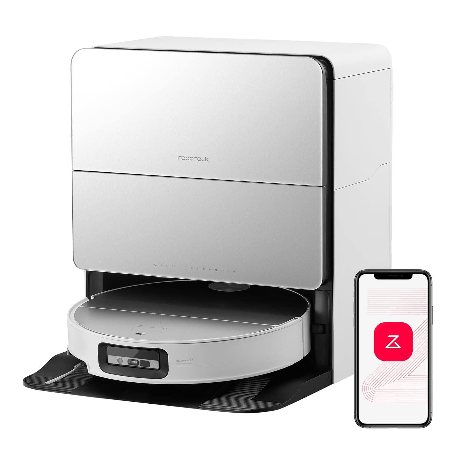 Saros 10 Robot Vacuum Cleaner 22,000 Pa, 3.14-Inch Ultra Slim, Zero-Tangling, AI 3.0 Obstacle Avoidance, Auto Detachable Mop, 80°C Mop Washing, Hot Water Dock Self Cleaning (White)