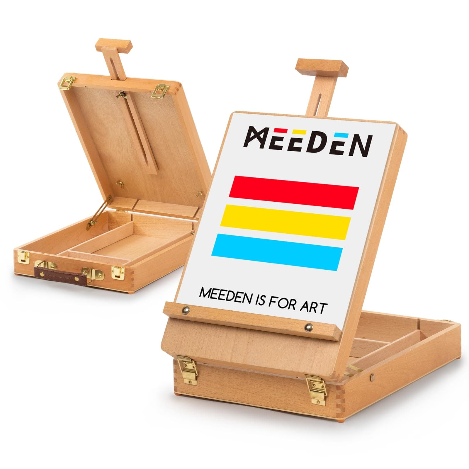 MEEDEN Tabletop Art Sketchbox Easel : Solid Beechwood Table Easels for Painting Canvas, Adjustable Desktop Easel - Art Supply Storage Box for Adults & Artist
