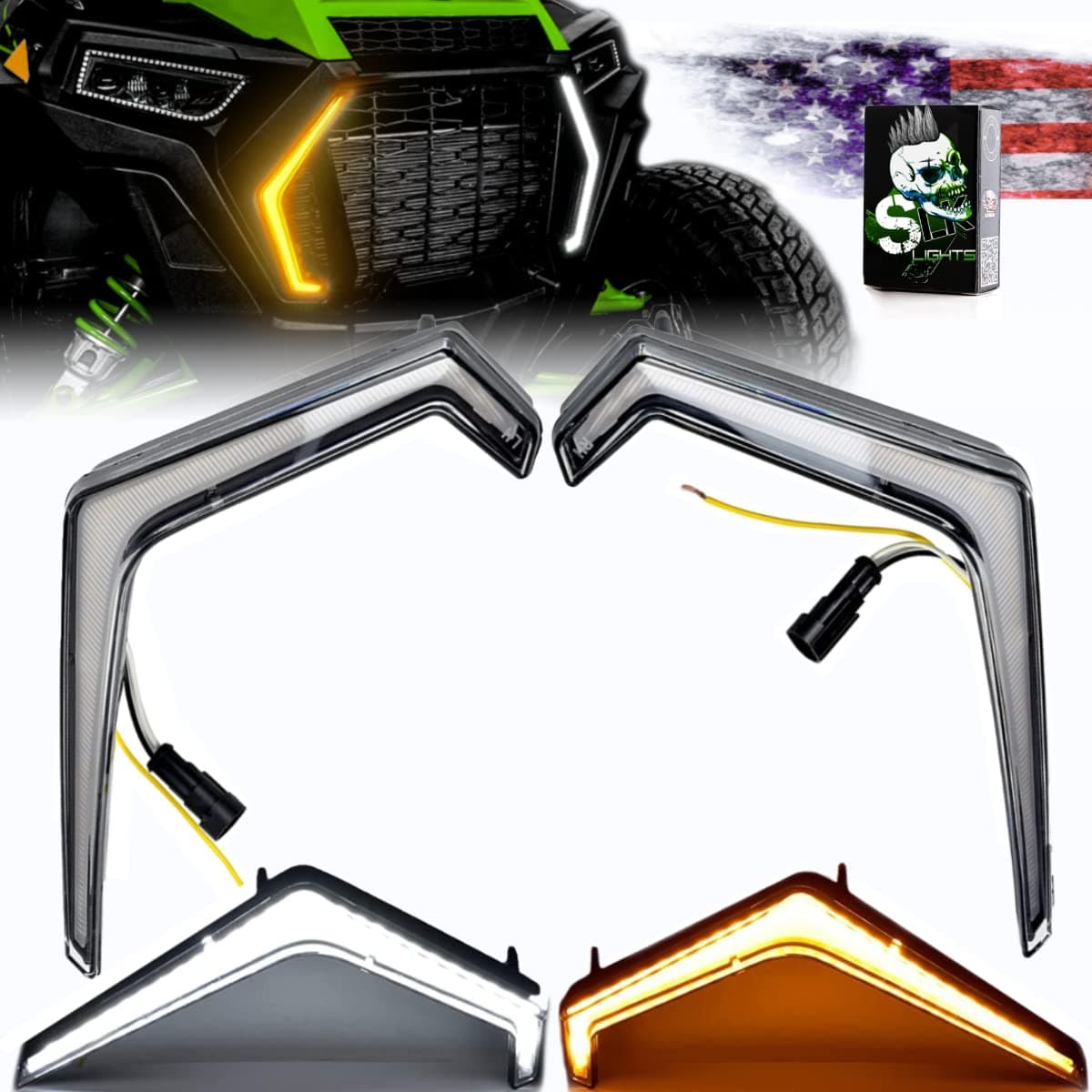 SLK-Lights LED Turn Signal light for Polaris RZR XP, Front Signature Accent Fang Light Assembly for Polaris RZR XP 1000 Turbo 2019 2020 2021 2022(#2884053, Clear 2pcs)