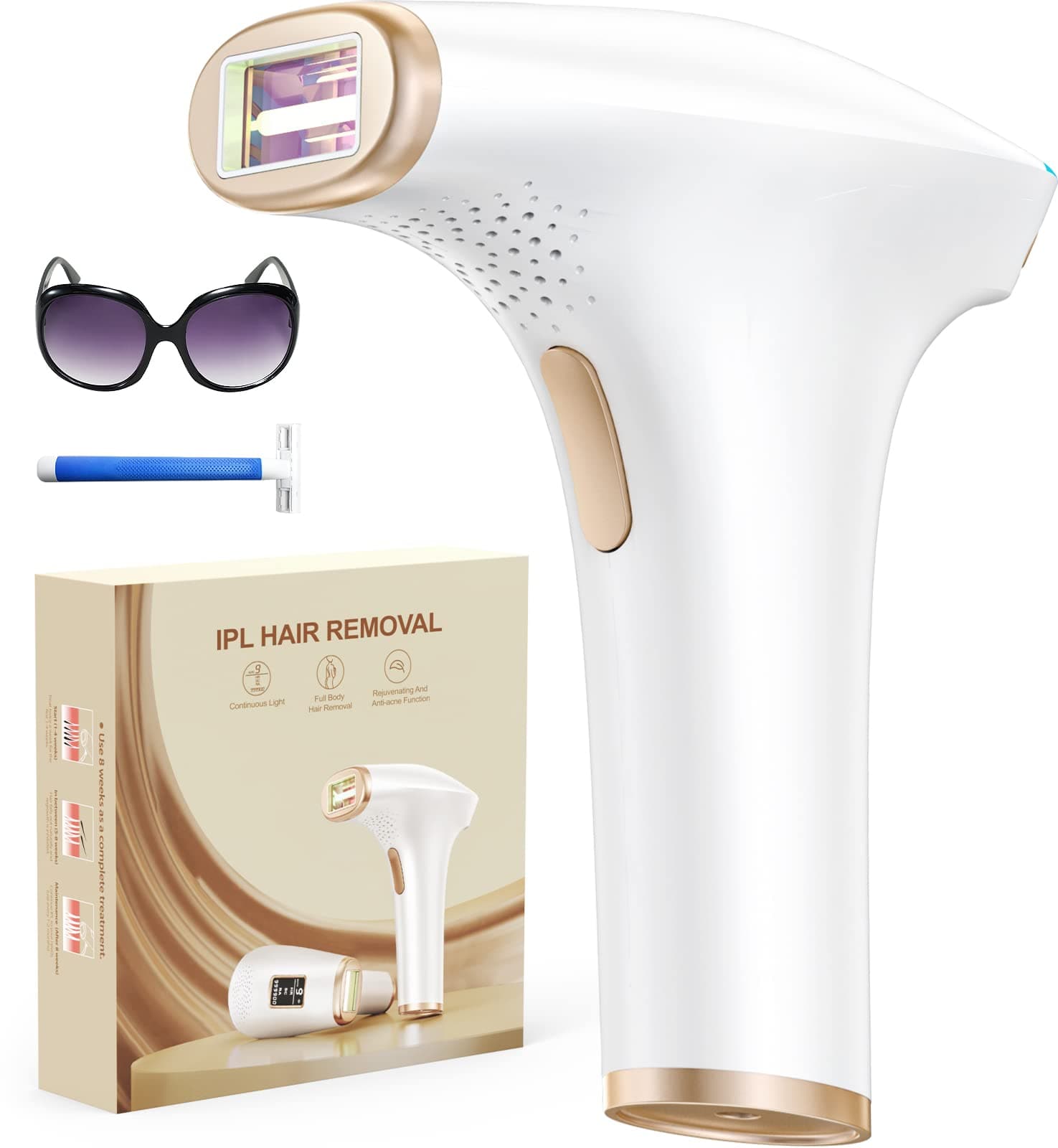 LYSMOSKI Laser Hair Removal Device for Women and Men at Home IPL Hair Removal Device for Facial Legs Arms Whole Body Use