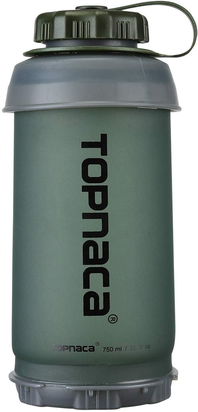 Topnaca Water Bottle, 750ml BPA Free Reusable Foldable FolCompact for Campinding Outdoor Activities （Green）