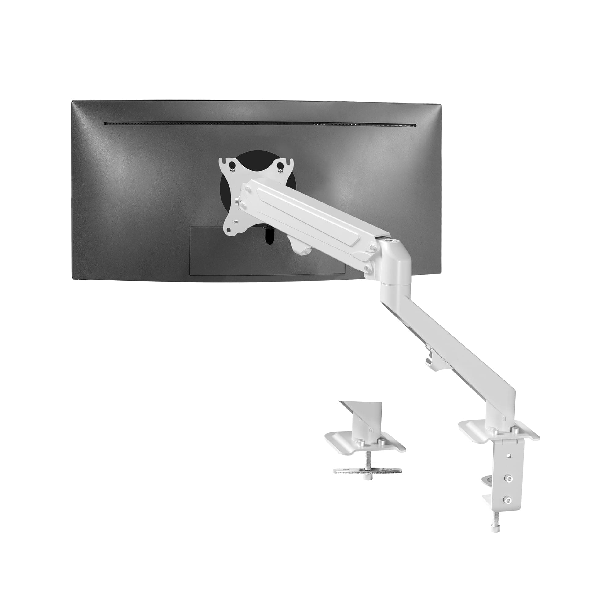 VIVO Articulating Single 17 to 27 inch Pneumatic Spring Arm Clamp-on Desk Mount Stand, Fits 1 Monitor Screen with Max VESA 100x100, White, STAND-V101WO