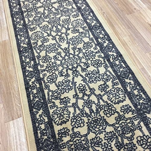 Kapaqua Rubber Back Non-Slip 2'8" x 10' Fancy Egyptian Print Traditional Chocolate Brown Long Runner Rug - Rana Collection Kitchen Hallway Entry Pet High Traffic Rug RAN2058-310
