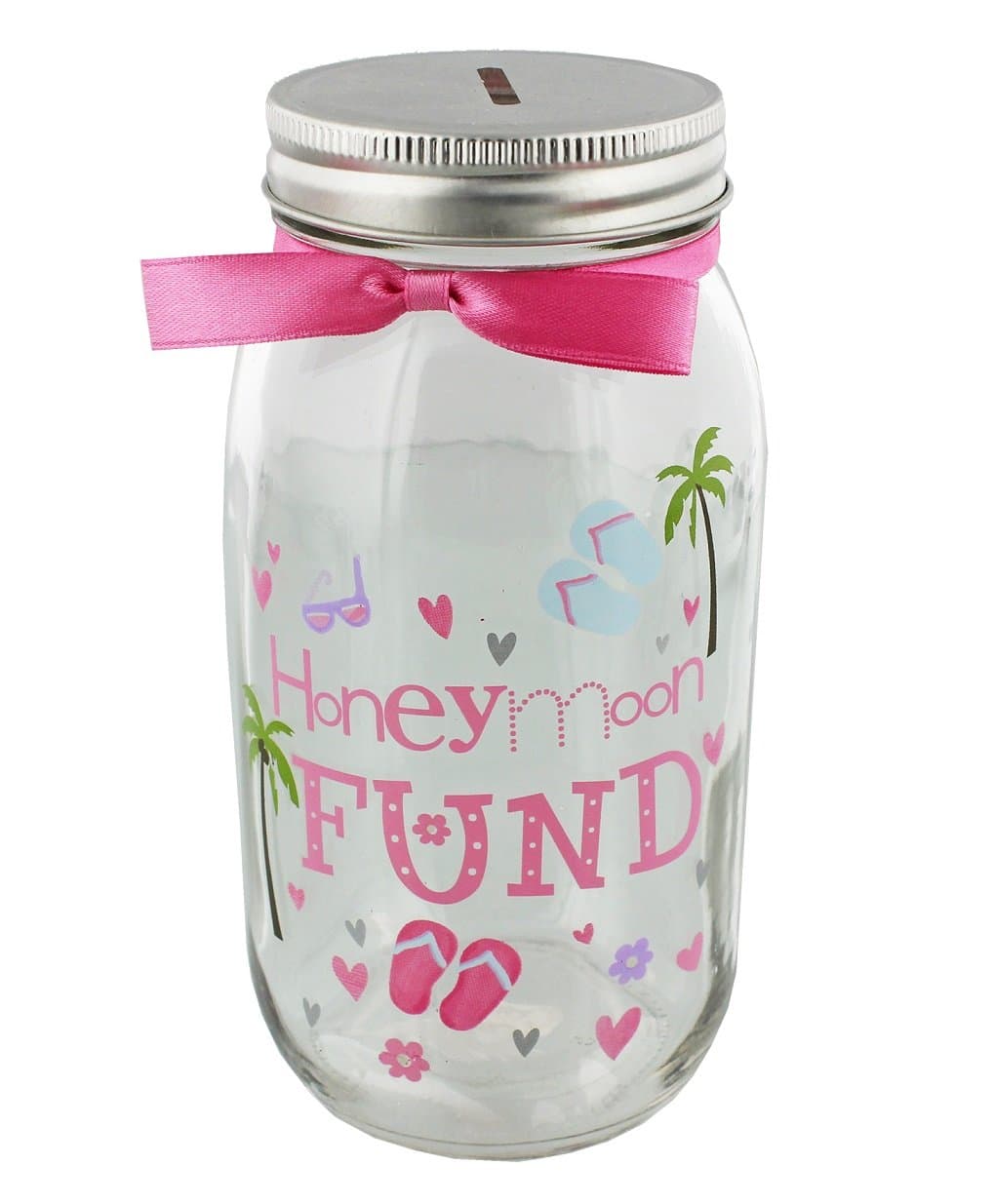 Pennies & Dreams Glass Honeymoon Fund Money Box Jar