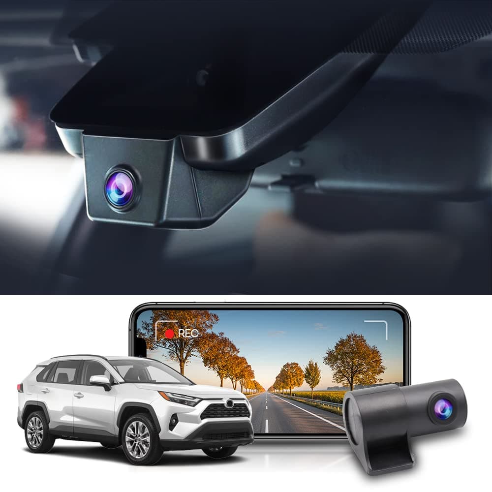 Fitcamx Front 2K+Rear 1080P Dash Cam Adapts for Toyota RAV4 2022-2025 (Model B, with Vents on Cover), OEM Style, Dual HD Video, Built-in WiFi & APP, Loop Recording, G-Sensor, Easy to Set, 64GB Card