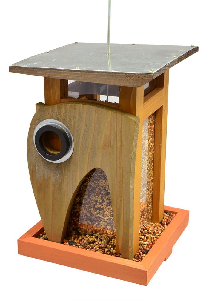 Rosso's International Art Deco Cedar Birdfeeder, 6.25 by 6-Inch