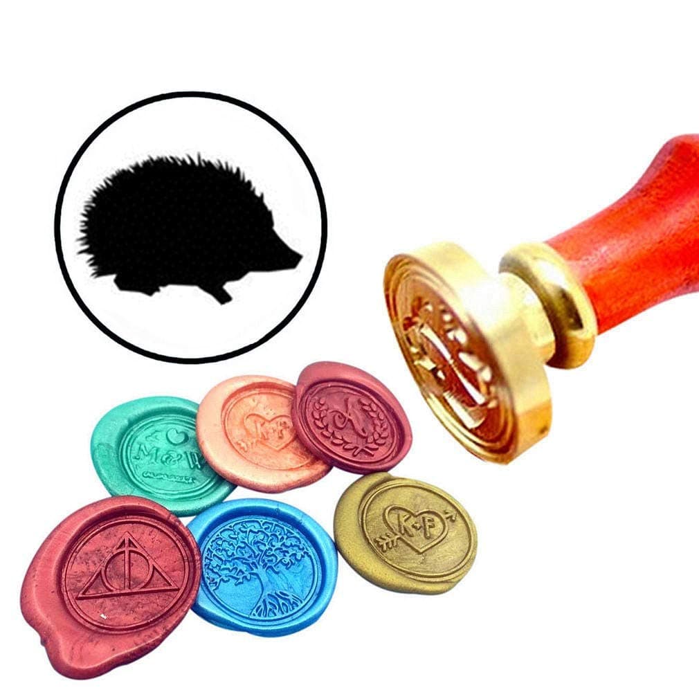 Kooer Hedgehog Wax Seal Stamp Custom Hedgehog Sealing Wax Stamp Kit Hedgehog Wax Stamp Kit Personalized Wedding Anniversary Invitation Seal Stamp (Seal with Handle)