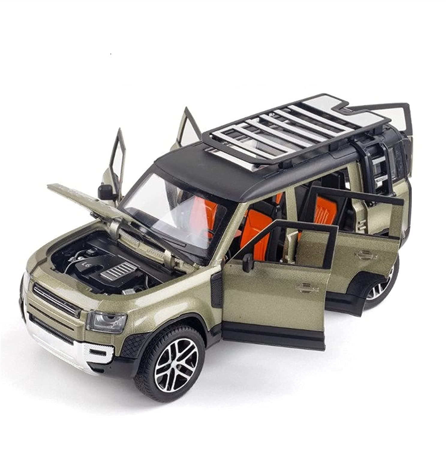 Model Car 1/24 Alloy DieCast For Land Rover For Defender Model Toy Car Simulation Sound Light Pull Back Collection Children Gifts Model Car (Color : Green)
