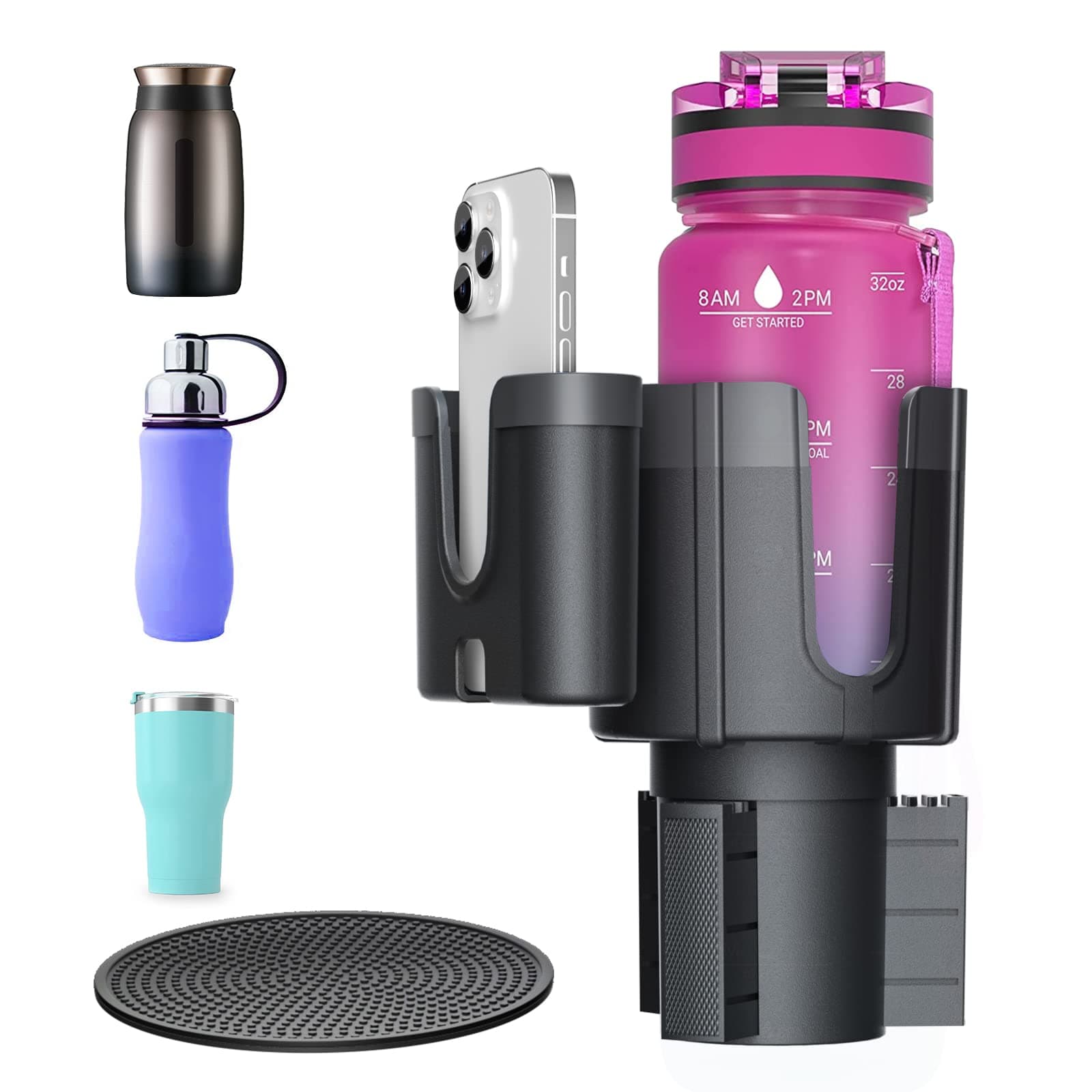 Cup Holder Expander with Phone Holder