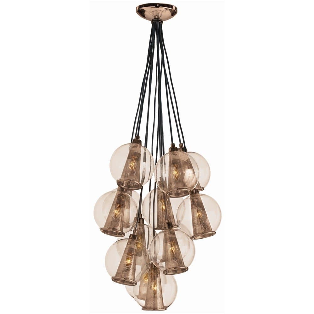 Arteriors DK89923 - Fixed Small Glass Cluster - 13 Light - 6 in. Globes - Rose Gold/Rose Glass Finish - Caviar Collection