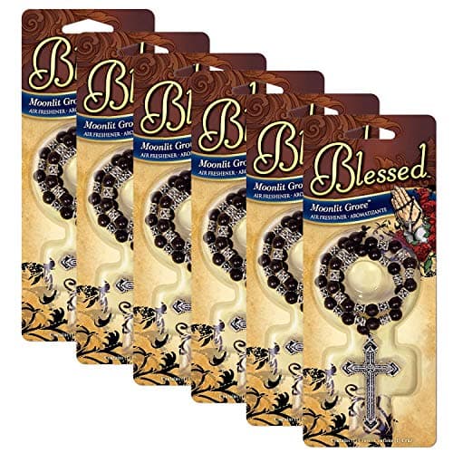 Blessed Rosary with Metal Cross Car Air Freshener, Moonlight Groove Scent (6)