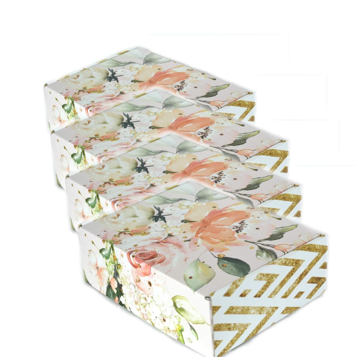 Bridesmaid Proposal Box Empty | Gold and Floral Design |"I Can't Say 'I Do' Without You" Message Inside | Maid of Honor Proposal Box (4 Boxes (Empty))