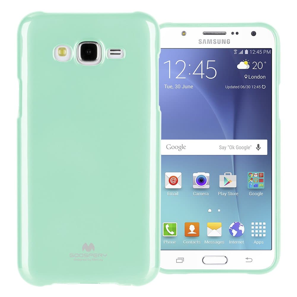 Goospery Pearl Jelly for Samsung Galaxy J7 Case with Screen Protector Slim Thin Rubber Case (Mint) J7-JEL/SP-MNT
