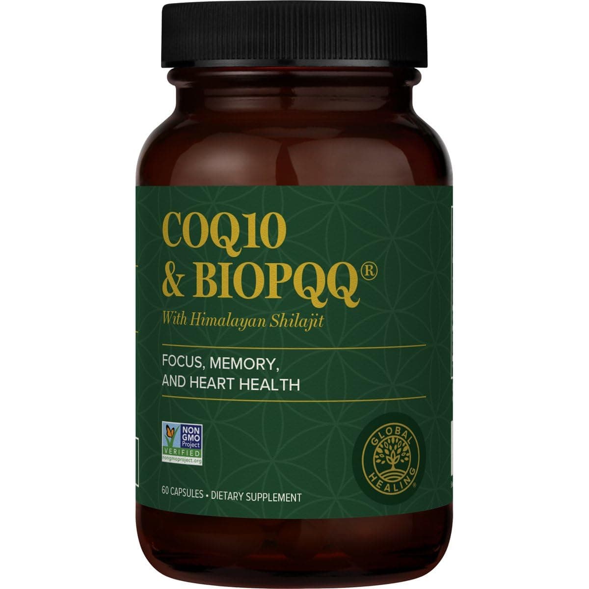 Global Healing CoQ10 & BioPQQ with Pure Himalayan Organic Shilajit - Antioxidant Care for Heart & Brain Health, Mitochondria Energy Optimizer for Men & Women - Coenzyme Ubiquinone 150mg, 60 Capsules
