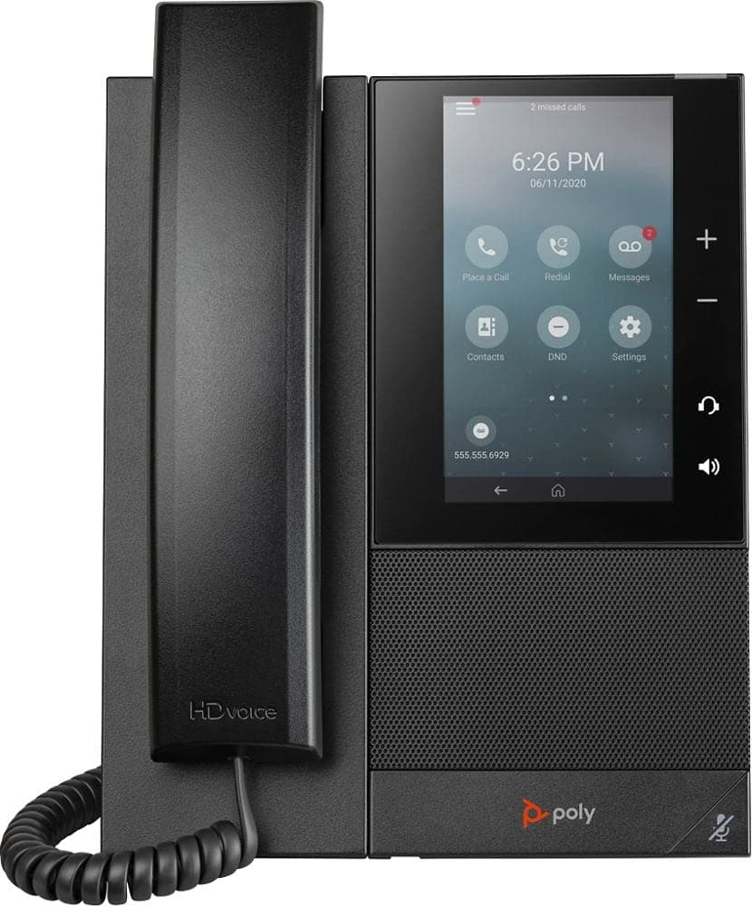 Polycom Poly CCX 500 IP Phone with Handset () - Open SIP - Acoustic Fence and NoiseBlockAI Technologies - 5' Multi-Touch LCD Display - Integrated Bluetooth and USB Headset Ports - Works w/Zoom & More