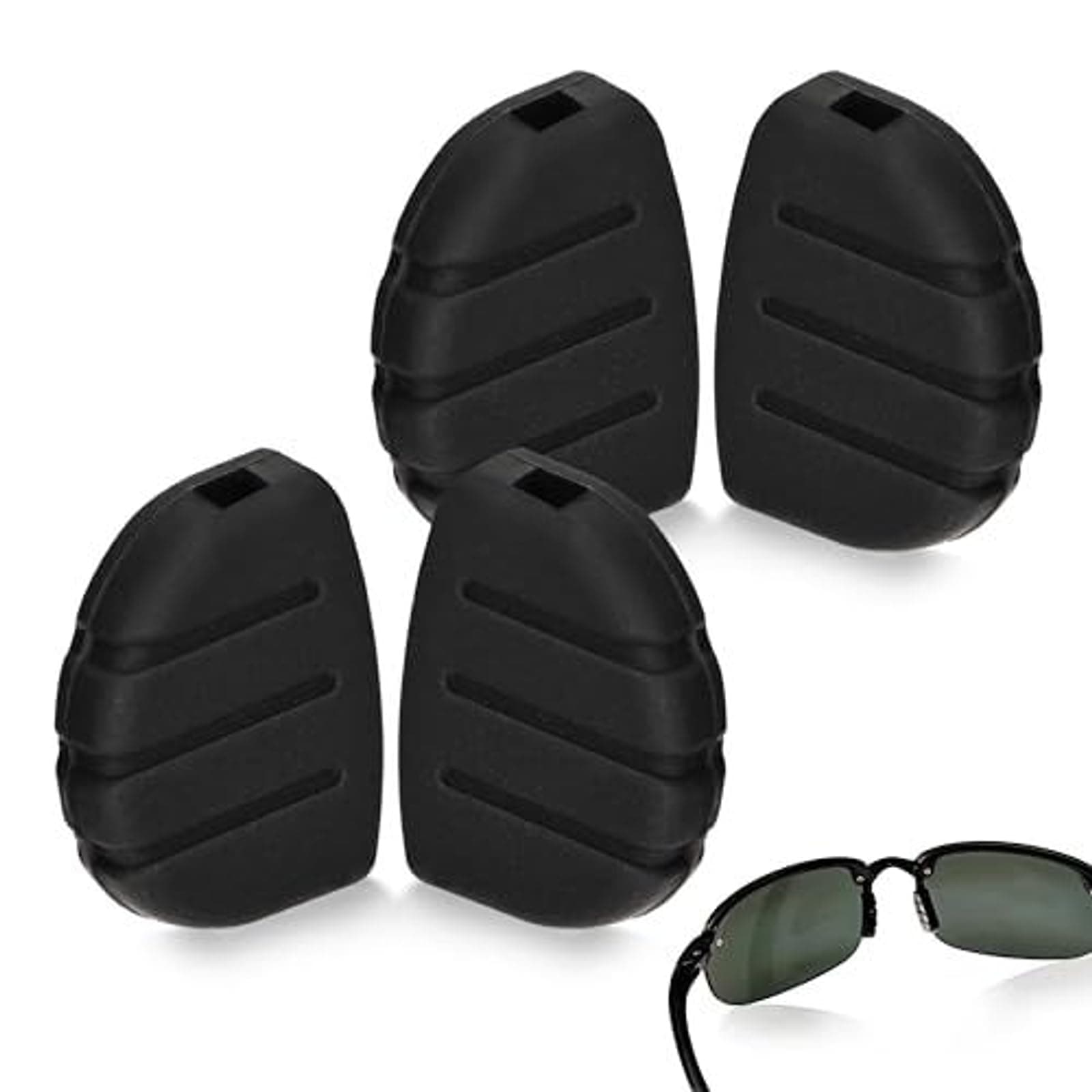 Slip-On Silicone Sunglass Nose Pads - 2 Pairs, Black Easy Install, Slip On Nose Pads - Compatible with Maui Jim Sport & Martini Sport shades - Universal Fit for Athletic Sunglass Frames