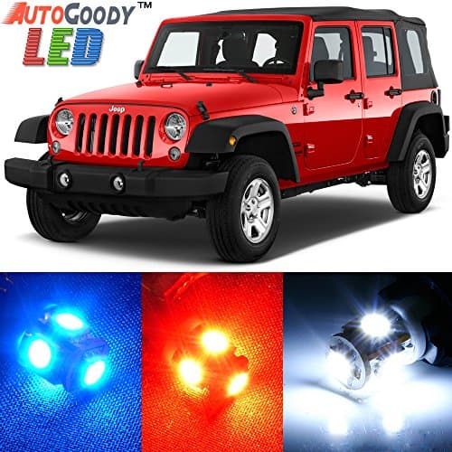 AutoGoody Premium Interior Xenon White LED Lights Package Upgrade for Jeep Wrangler (2007-2017) + Install Tool Kit