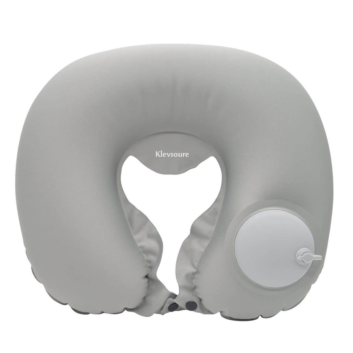 Klevsoure Travel Neck Pillow for Airplanes with Packsack（Grey Inflatable Neck U-Shape Pillow for Traveling and Airplane Support Head, Neck