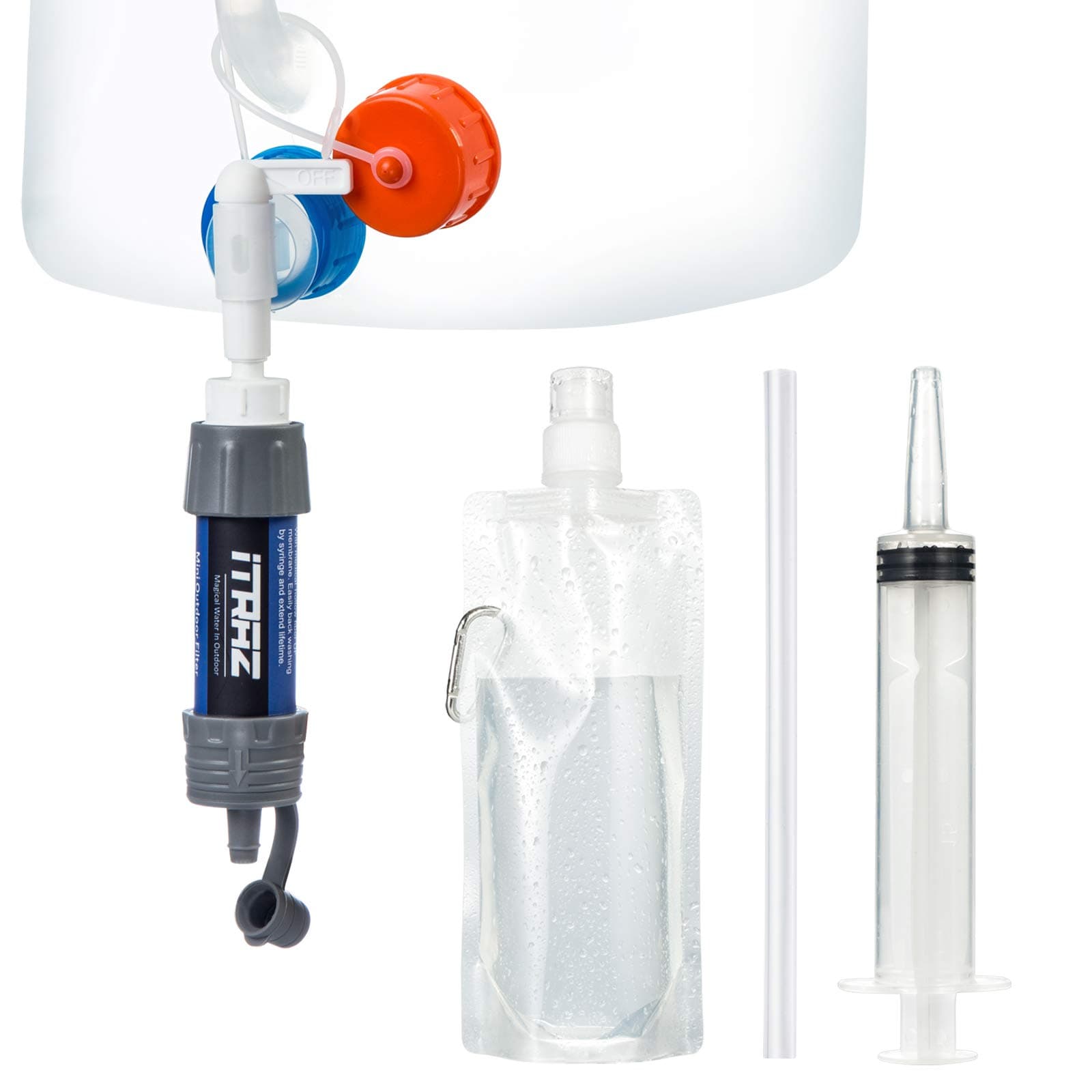 Collapsible Water Container Water with Filter, 5.3 Gallon Water Storage Carrier Jug BPA-Free with Spigot, Portable Water Canteen for Camping RV Outdoors and Emergency