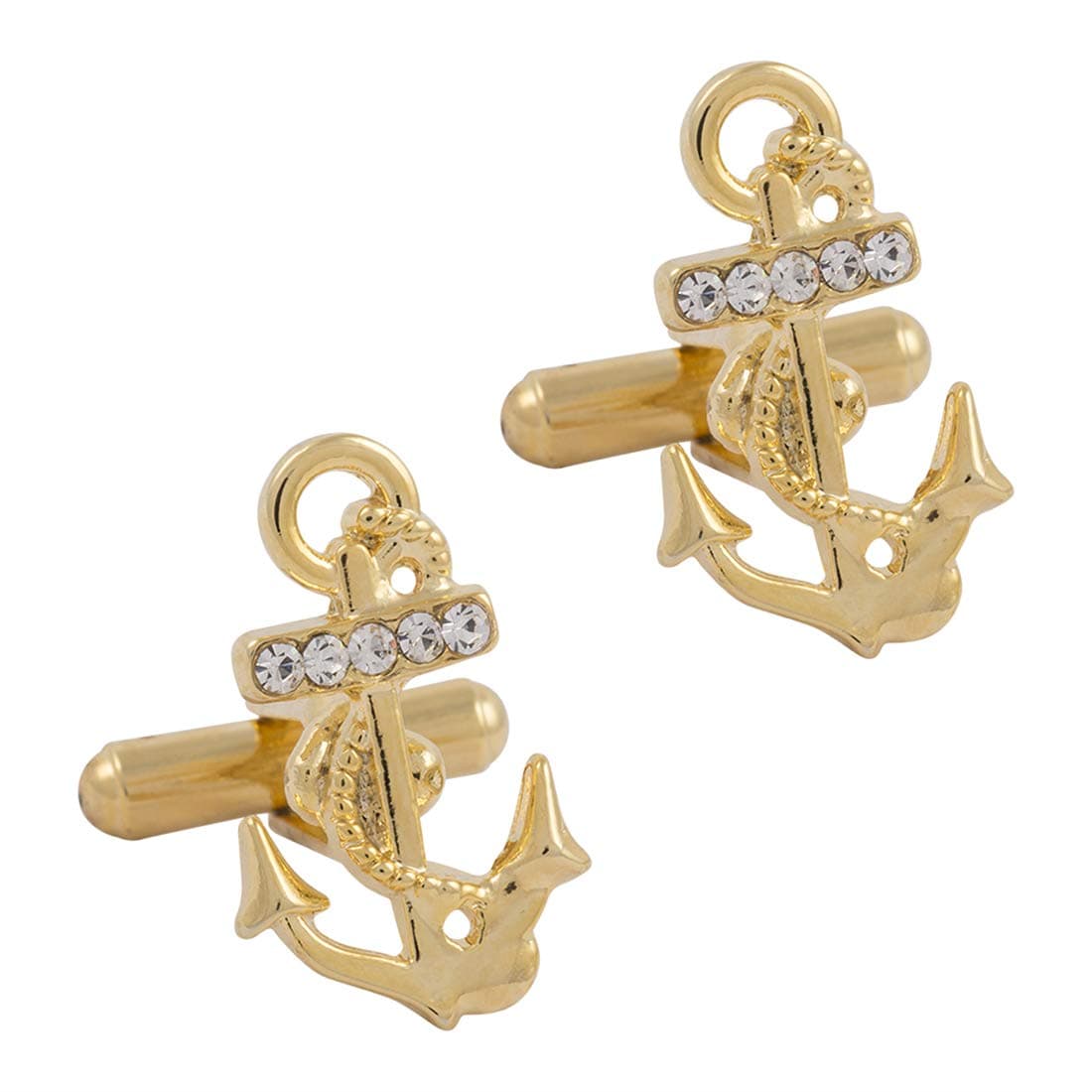 Paranoid Golden American Diamond Studded Anchor Shaped Men's Cufflink Set