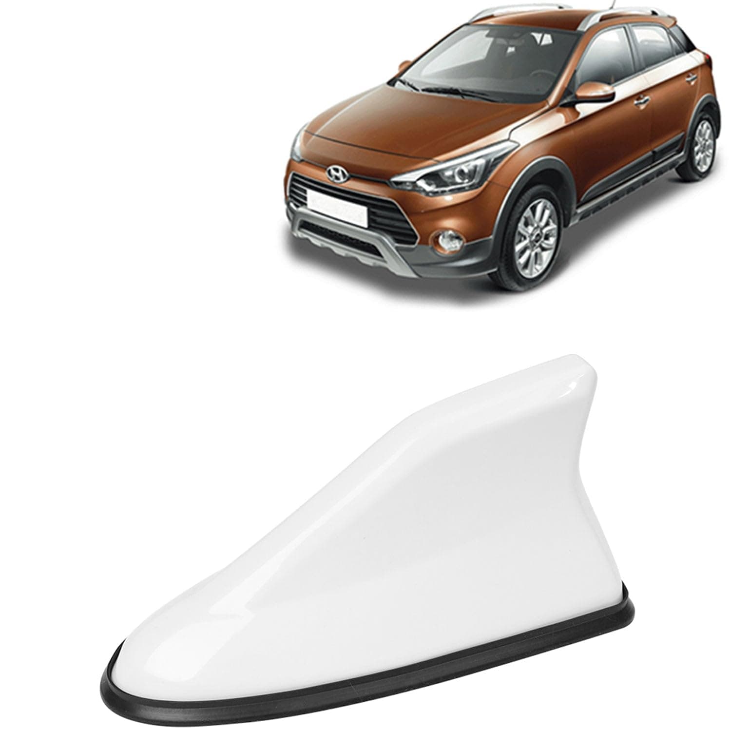 KINGSWAY Accessories Shark Fin Car Antenna Universal Size and Compatible with Hyundai I20 Active Year 2015 to 2020, Car Radio FM AM, DIY Easy Replacement Original Car Antenna, 1 Piece, White Color