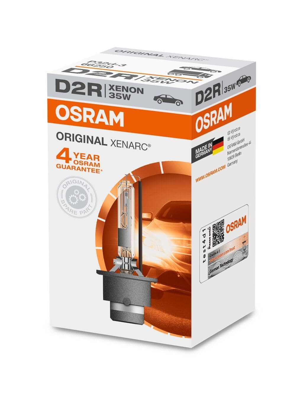 OSRAM XENARC ORIGINAL D2R xenon headlamp bulb 66250 +100% 4150K 1 piece in folding box