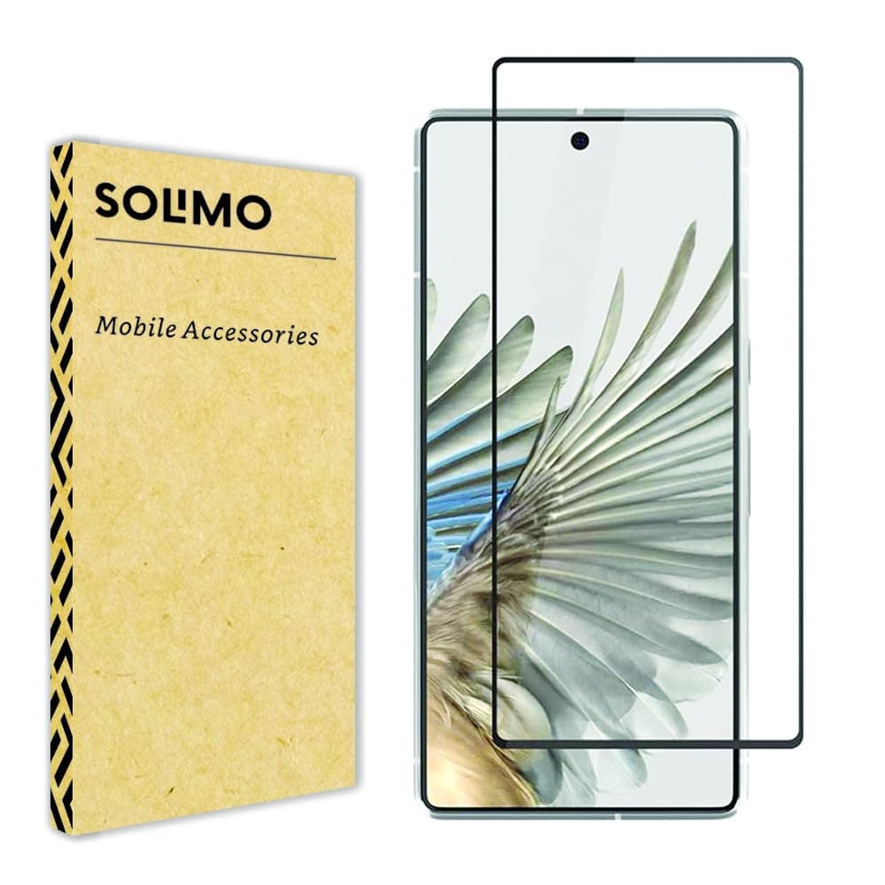 Amazon Brand - Solimo Tempered Glass Screen Protector Compatible for Google Pixel 6A with Edge-To-Edge Protector HD Full Coverage and Easy Installation Kit Black