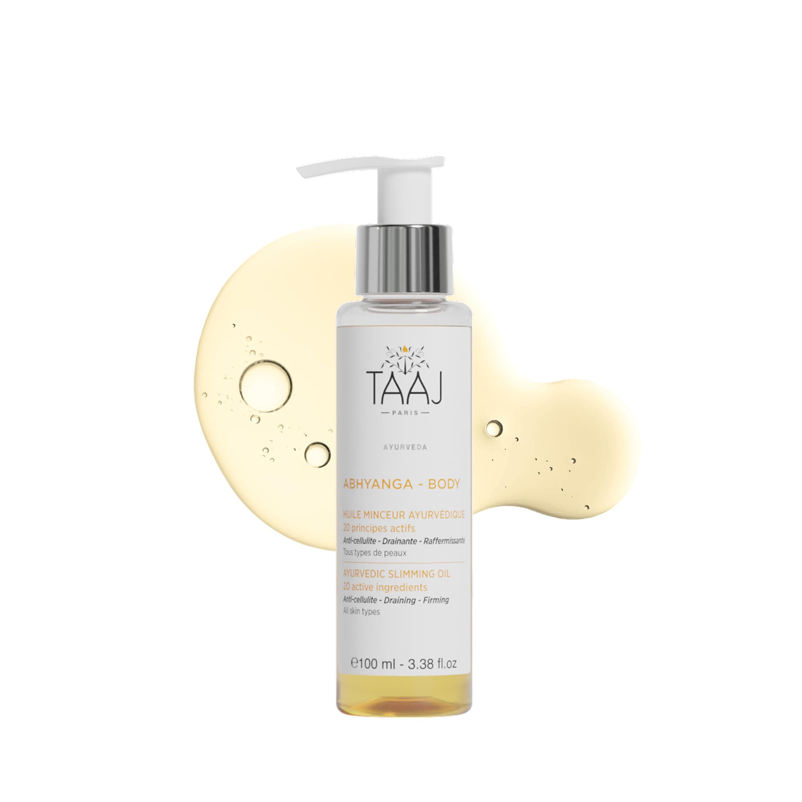 TAAJ | Ayurvedic Slimming Oil - ABHYANGA | Anticellulite Firming and Draining Oil | Firms and smoothes the skin | Reduces the appearance of cellulite | Deeply nourishes | Vegan | 100 ml