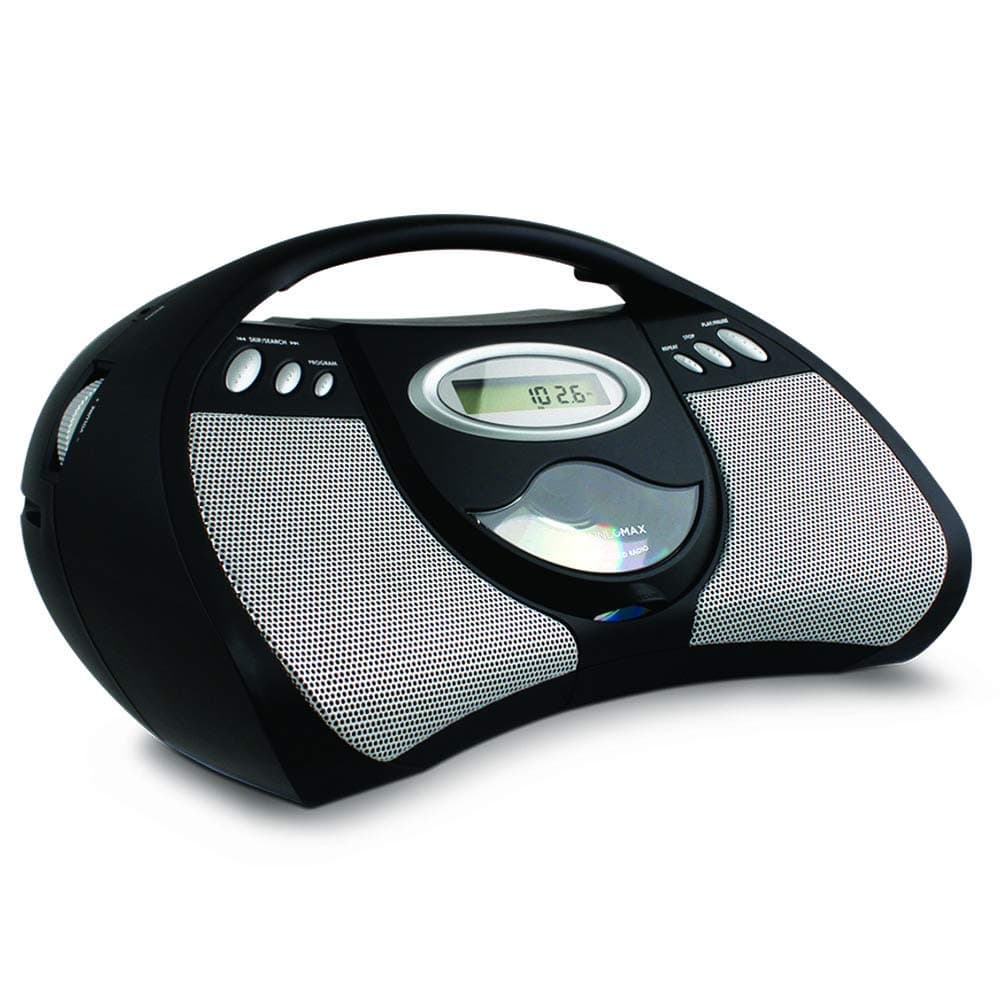 HANNLOMAX HX-302CD Portable CD Boombox, AM/FM Radio, Digital Radio Frequency Display, Aux-in, LCD Display, AC/DC Power Source