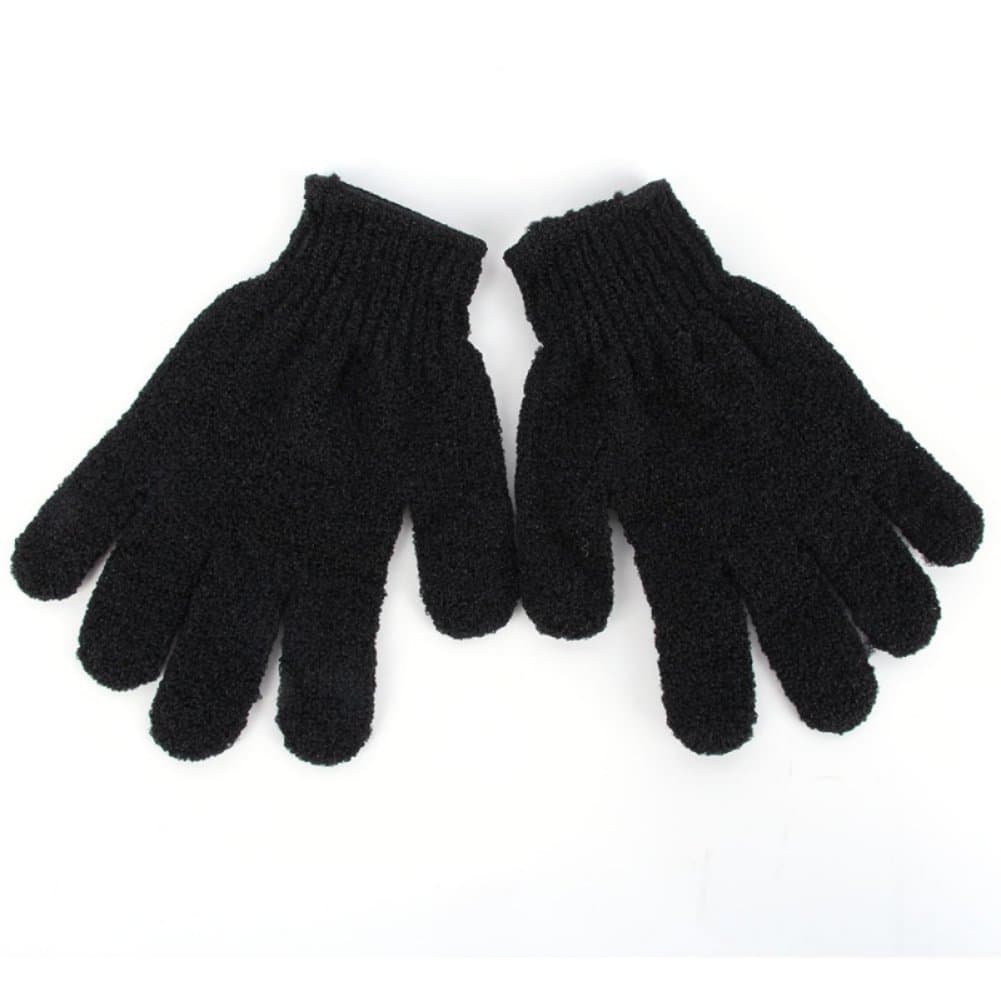 Boomerre Black Exfoliating Bath Gloves, Body Skin Massage