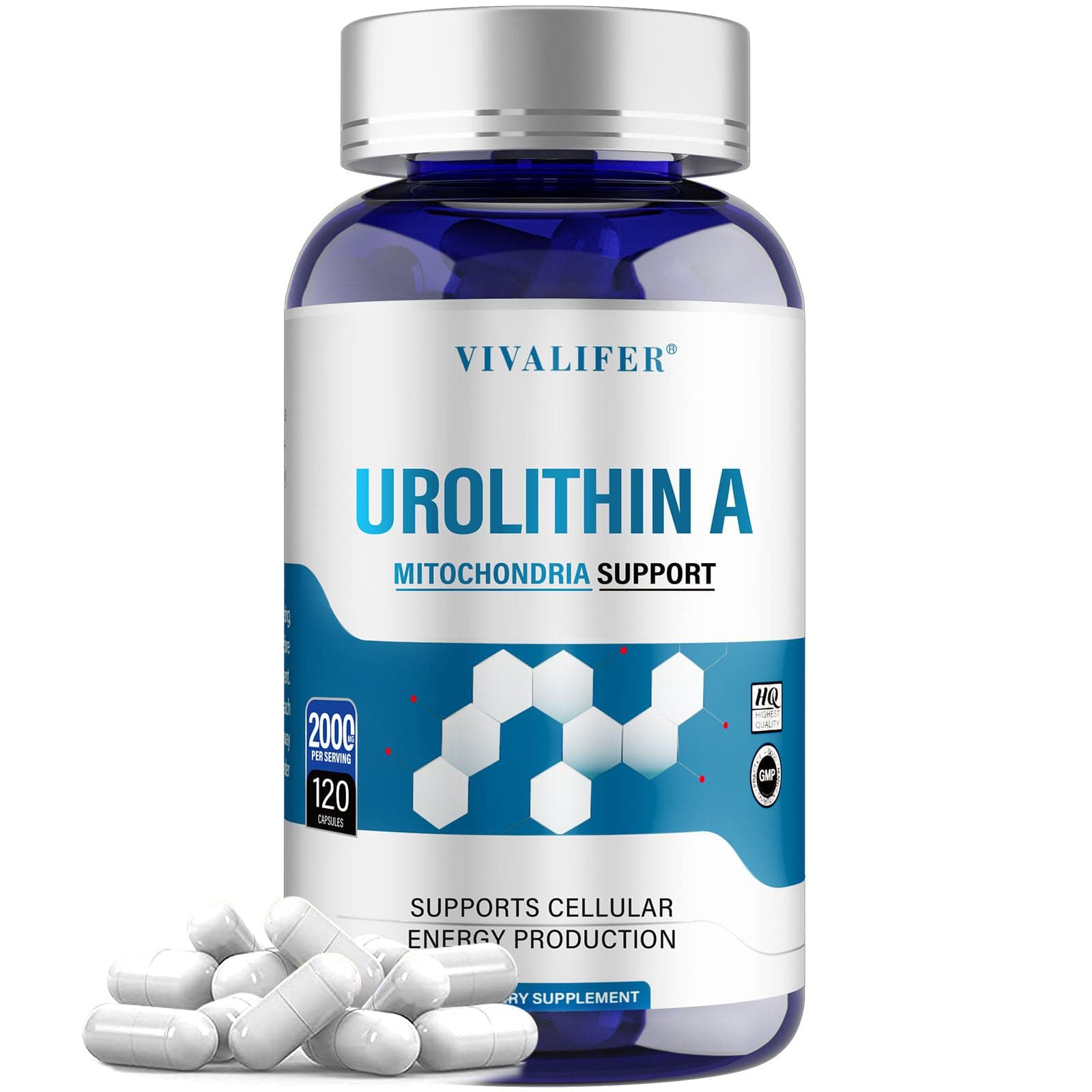 Urolithin A Supplement 2000 mg - 120 Capsules Powerful Antioxidant Protection, Promoting Healthy Aging & Mitochondrial Health and Cell Repair Support for Men & Women