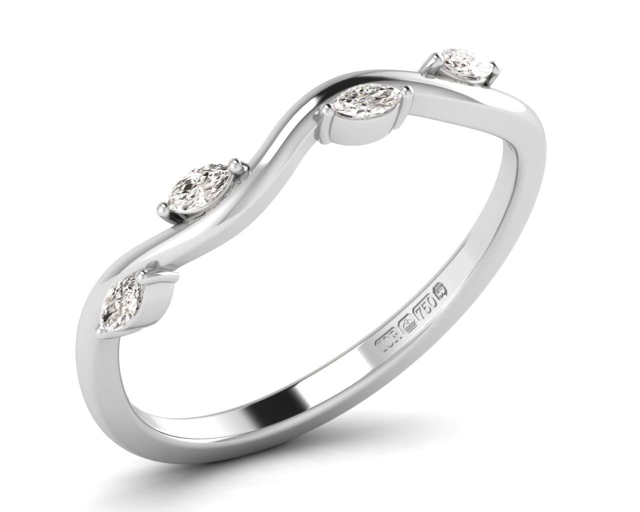 0.20ct Channel Set Marquise Cut Diamonds Half Eternity Wedding Ring in Gold and Platinum (Platinum, M)|Luxury Deluxe Collection for Gift